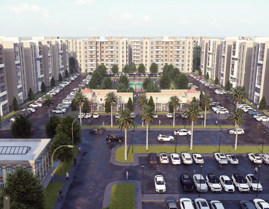 تصور معماري — مجمع سكني بمرافقه وخدماته